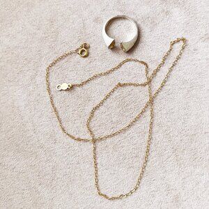 14K gold plated chain and 925 Glaucia Ring by Karma Lotus